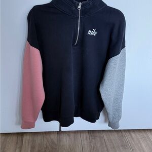 Nike Black Pullover with Pink and Gray Sleeves